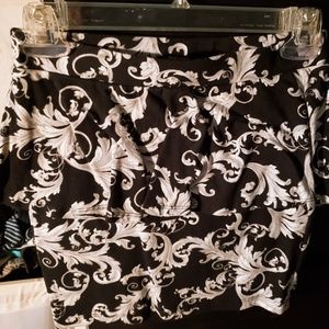 Black and grey peplum mini skirt